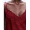 image:imageMakeMeChic Womens Satin Lace Tops Deep V Neck Spaghetti Strap Camisole Going Out TopsBurgundy