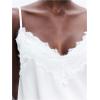 image:imageMakeMeChic Womens Satin Lace Tops Deep V Neck Spaghetti Strap Camisole Going Out TopsWhite