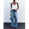 image:imageMakeMeChic Womens Satin Lace Tops Deep V Neck Spaghetti Strap Camisole Going Out TopsWhite