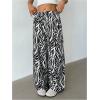 image:imageMakeMeChic Womens Satin Pants Drawstring Waist Straight Leg Chocolate Brown Silk Lounge PantsBlack and White
