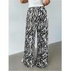 image:imageMakeMeChic Womens Satin Pants Drawstring Waist Straight Leg Chocolate Brown Silk Lounge PantsBlack and White