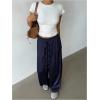 image:imageMakeMeChic Womens Satin Pants Drawstring Waist Straight Leg Chocolate Brown Silk Lounge PantsBlue