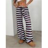 image:imageMakeMeChic Womens Satin Pants Drawstring Waist Straight Leg Chocolate Brown Silk Lounge PantsBlue and Brown