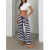 image:imageMakeMeChic Womens Satin Pants Drawstring Waist Straight Leg Chocolate Brown Silk Lounge PantsBlue and Brown