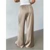 image:imageMakeMeChic Womens Satin Pants Drawstring Waist Straight Leg Chocolate Brown Silk Lounge PantsKhaki