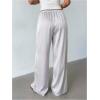 image:imageMakeMeChic Womens Satin Pants Drawstring Waist Straight Leg Chocolate Brown Silk Lounge PantsMauve Purple