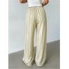 image:imageMakeMeChic Womens Satin Pants Drawstring Waist Straight Leg Chocolate Brown Silk Lounge PantsMulticolor