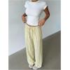 image:imageMakeMeChic Womens Satin Pants Drawstring Waist Straight Leg Chocolate Brown Silk Lounge PantsMulticolor