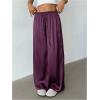 image:imageMakeMeChic Womens Satin Pants Drawstring Waist Straight Leg Chocolate Brown Silk Lounge PantsPurple