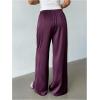 image:imageMakeMeChic Womens Satin Pants Drawstring Waist Straight Leg Chocolate Brown Silk Lounge PantsPurple