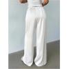 image:imageMakeMeChic Womens Satin Pants Drawstring Waist Straight Leg Chocolate Brown Silk Lounge PantsWhite