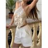 image:imageMakeMeChic Womens Sequin Halter Tops Sparkly Backless Sexy Cute Summer Camisole TopApricot
