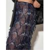 image:imageMakeMeChic Womens Sequin Midi Skirts Sheer Fringe Glitter Sparkly Party Club Cover Up Pencil SkirtsBlue