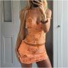 image:imageMakeMeChic Womens Sequin Mini Skirt Floral Bodycon Glitter Summer Y2K Party Short SkirtsOrange