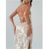 image:imageMakeMeChic Womens Sequin Sparkly Halter Crop Tops Tie Backless Fitted Tank ClubwearBeige