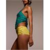 image:imageMakeMeChic Womens Sequin Sparkly Halter Crop Tops Tie Backless Fitted Tank ClubwearGreen