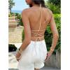 image:imageMakeMeChic Womens Sequin Sparkly Halter Crop Tops Tie Backless Fitted Tank ClubwearSequin Beige