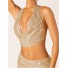 image:imageMakeMeChic Womens Sequin Sparkly Halter Tops Open Back Draped Front Party Club Festival Rave TopKhaki