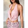 image:imageMakeMeChic Womens Sequin Sparkly Halter Tops Open Back Draped Front Party Club Festival Rave TopPink