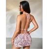image:imageMakeMeChic Womens Sequin Sparkly Halter Tops Open Back Draped Front Party Club Festival Rave TopPink