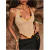 image:imageMakeMeChic Womens Sequin Sparkly Halter Tops Tie Backless Sleeveless Knit TankApricot