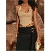 image:imageMakeMeChic Womens Sequin Sparkly Halter Tops Tie Backless Sleeveless Knit TankApricot