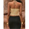 image:imageMakeMeChic Womens Sequin Sparkly Halter Tops Tie Backless Sleeveless Knit TankApricot