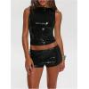 image:imageMakeMeChic Womens Sequin Sparkly Mini Shorts Low Waist Rave Party Hot PantsBlack