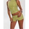 image:imageMakeMeChic Womens Sequin Sparkly Mini Shorts Low Waist Rave Party Hot PantsMint Green