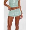 image:imageMakeMeChic Womens Sequin Sparkly Mini Shorts Low Waist Rave Party Hot PantsMint Green a