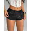 image:imageMakeMeChic Womens Sequin Sparkly Shorts Mini Micro Glitter Y2k Party Low Rise SkortBlack