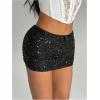 image:imageMakeMeChic Womens Sequin Sparkly Shorts Mini Micro Glitter Y2k Party Low Rise SkortBlack