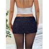 image:imageMakeMeChic Womens Sequin Sparkly Shorts Mini Micro Glitter Y2k Party Low Rise SkortBlue