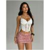 image:imageMakeMeChic Womens Sequin Sparkly Shorts Mini Micro Glitter Y2k Party Low Rise SkortCoral Pink