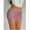 image:imageMakeMeChic Womens Sequin Sparkly Shorts Mini Micro Glitter Y2k Party Low Rise SkortCoral Pink