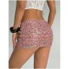 image:imageMakeMeChic Womens Sequin Sparkly Shorts Mini Micro Glitter Y2k Party Low Rise SkortCoral Pink