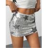 image:imageMakeMeChic Womens Sequin Sparkly Shorts Mini Micro Glitter Y2k Party Low Rise SkortSilver