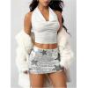 image:imageMakeMeChic Womens Sequin Sparkly Shorts Mini Micro Glitter Y2k Party Low Rise SkortSilver