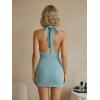 image:imageMakeMeChic Womens Sexy Sparkly Halter Mini Dress Backless Cowl Neck Bodycon Y2k Going Out DressesBlue