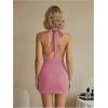 image:imageMakeMeChic Womens Sexy Sparkly Halter Mini Dress Backless Cowl Neck Bodycon Y2k Going Out DressesPink