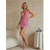 image:imageMakeMeChic Womens Sexy Sparkly Halter Mini Dress Backless Cowl Neck Bodycon Y2k Going Out DressesPink
