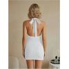 image:imageMakeMeChic Womens Sexy Sparkly Halter Mini Dress Backless Cowl Neck Bodycon Y2k Going Out DressesWhite