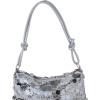 image:imageMakeMeChic Womens Sparkly Sequin Crossbody Purse Evening Clutch Handbag Bag Knot Zipper Y2k Purse BagSilver