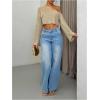 image:imageMakeMeChic Womens Sparkly Tops Off The Shoulder Sweaters Long Sleeve Cropped Sweater Party Crop TopsApricot