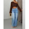 image:imageMakeMeChic Womens Sparkly Tops Off The Shoulder Sweaters Long Sleeve Cropped Sweater Party Crop TopsCoffee Brown