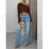 image:imageMakeMeChic Womens Sparkly Tops Off The Shoulder Sweaters Long Sleeve Cropped Sweater Party Crop TopsCoffee Brown