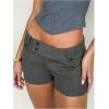 image:imageMakeMeChic Womens Straight Leg Micro Mini Shorts Button Front Zip Fly Low Waist Office ShortsGrey