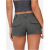 image:imageMakeMeChic Womens Straight Leg Micro Mini Shorts Button Front Zip Fly Low Waist Office ShortsGrey