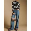 image:imageMakeMeChic Womens Striped Sweaters Mock Neck Long Sleeve Knitted Pullover Fall Winter SweaterBlack