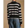 image:imageMakeMeChic Womens Striped Sweaters Mock Neck Long Sleeve Knitted Pullover Fall Winter SweaterBlack